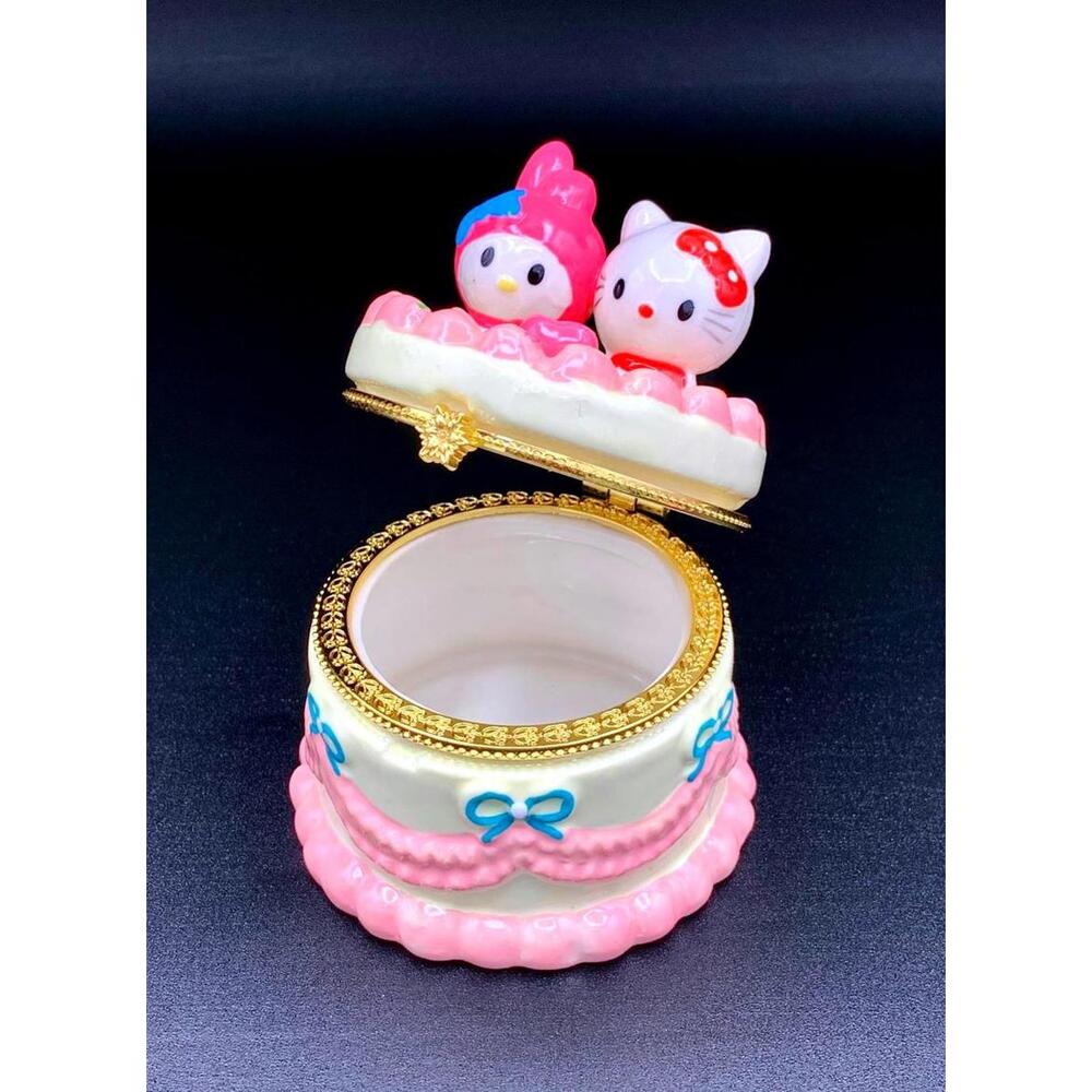 Kawaii Hello Kitty My Melody Trinket Box - Ceramic Hinged Keepsake Organizer - Picture 2 of 4